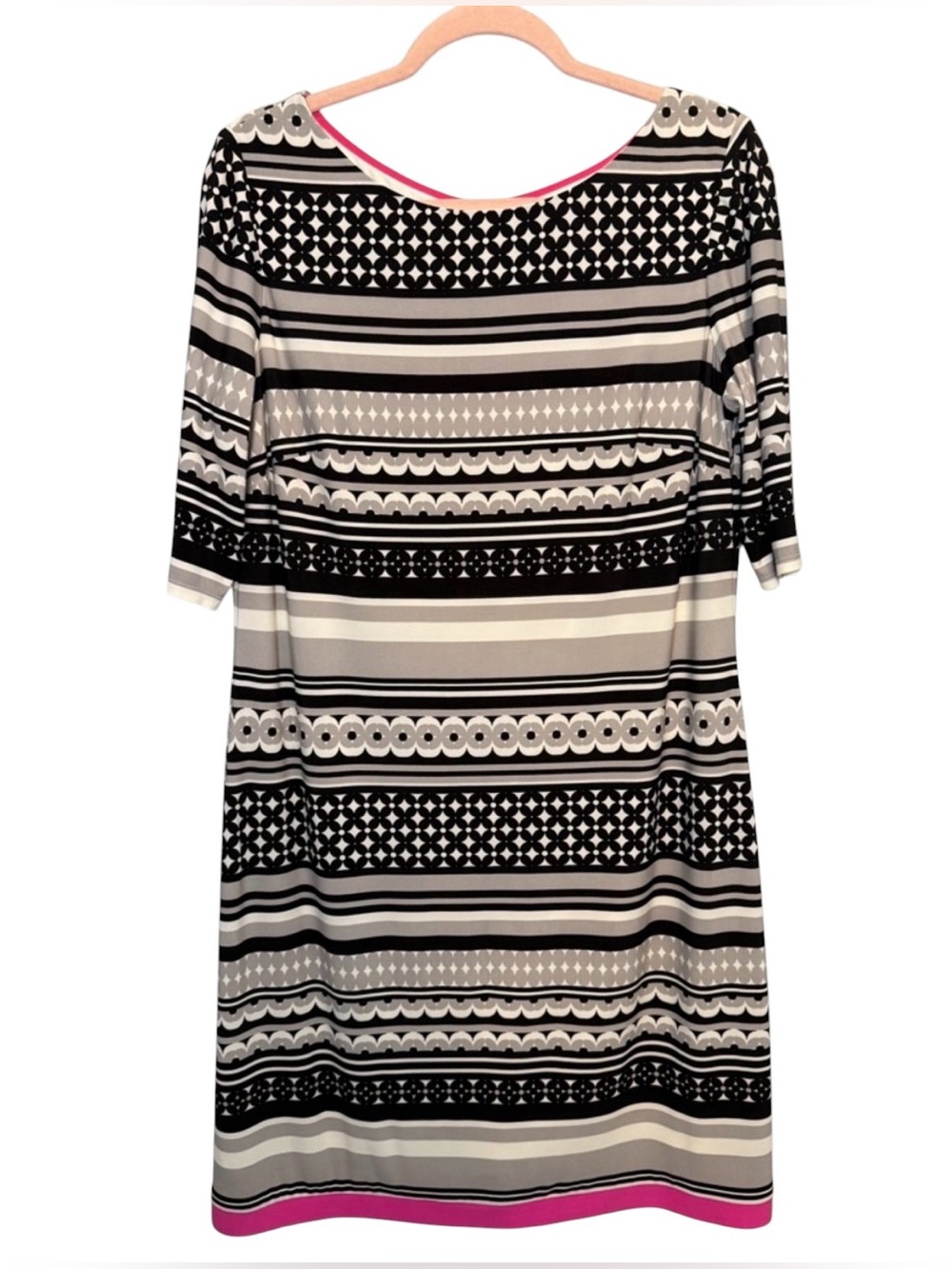 NWT Eliza J Navy Pink Floral Bell Sleeve Shift Dress Size 10